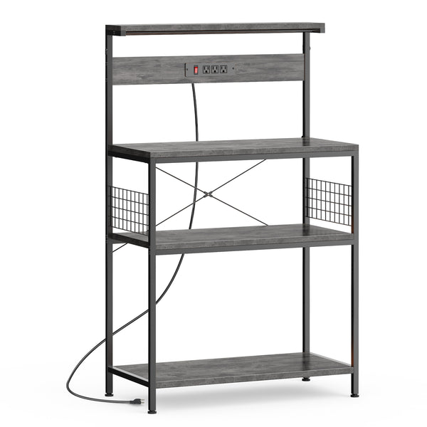 CONCETTA baking rack, microwave oven rack, pot rack, baking utensils, kitchen household use, three layers, gray, rustic brown