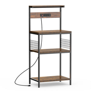 CONCETTA baking rack, microwave oven rack, pot rack, baking utensils, kitchen household use, three layers, gray, rustic brown