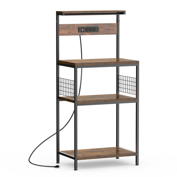 CONCETTA baking rack, microwave oven rack, pot rack, baking utensils, kitchen household use, three layers, gray, rustic brown
