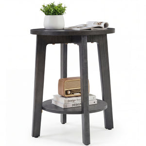 CONCETTA Round 2-Tier Side Tables with Tapered Legs, Small End Tables for Living Room & Bedroom