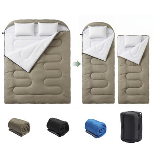 CONCETTA Lightweight Double Sleeping Bag for Adults in Cold & Warm Weaher, Waterproof & Machine Washable for Camping/Backpacking/Hiking