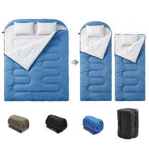 CONCETTA Lightweight Double Sleeping Bag for Adults in Cold & Warm Weaher, Waterproof & Machine Washable for Camping/Backpacking/Hiking