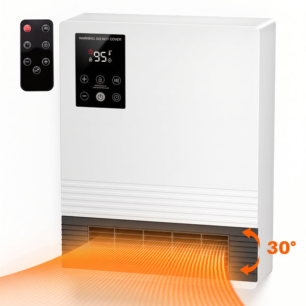 CONCETTA 1500W Wall‑Mount Electric Heater for Indoor Use,15‑Hour Timer, 2 Heat Settings, Touchscreen & Remote ControlOverheat Protection & Child Lock, White