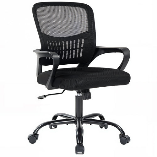 CONCETTA Ergonomic Mid-Back Office Chair with Lumbar Support, Adjustable Height, Rocking Mode, 360° Swivel for Home or Meeting Room