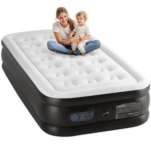 SHOUFTW H Air Mattress, Low Noise Blow Up Guest Mattress with Built in Pump, 600LBS Weight Capacity for Camping, Home