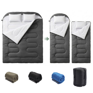 CONCETTA Lightweight Double Sleeping Bag for Adults in Cold & Warm Weaher, Waterproof & Machine Washable for Camping/Backpacking/Hiking