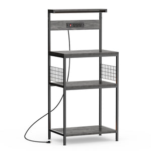 CONCETTA baking rack, microwave oven rack, pot rack, baking utensils, kitchen household use, three layers, gray, rustic brown