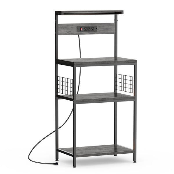 CONCETTA baking rack, microwave oven rack, pot rack, baking utensils, kitchen household use, three layers, gray, rustic brown