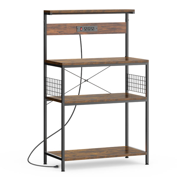 CONCETTA baking rack, microwave oven rack, pot rack, baking utensils, kitchen household use, three layers, gray, rustic brown