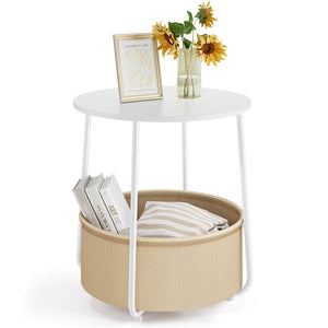 CONCETTA Compact nightstand, sofa side table, can be used in living room, nursery room, bedroom, comes with fabric basket for easy storage
