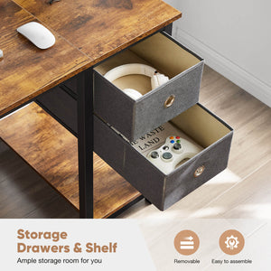 CONCETTA Computer Desk -40/47/55 inch Desk Study Desk with 2 Drawer Storage Shelf Headphone Hook for Bedroom, Game Room, Office, Living Room