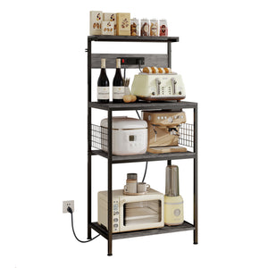CONCETTA baking rack, microwave oven rack, pot rack, baking utensils, kitchen household use, three layers, gray, rustic brown