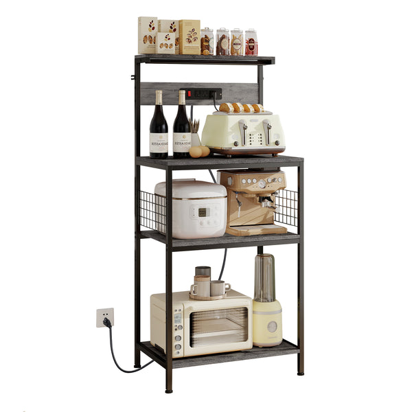 CONCETTA baking rack, microwave oven rack, pot rack, baking utensils, kitchen household use, three layers, gray, rustic brown