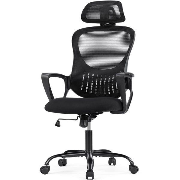 CONCETTA Ergonomic office chair - high back with wheels, adjustable headrest and flip-up armrests for bedroom, study, living room, office
