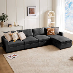 CONCETTA Convertible Sectional Sofa Couch-with Storage for Living Room, U-Shaped Modern Modular Sofa Sleeper with Reversible Chaise