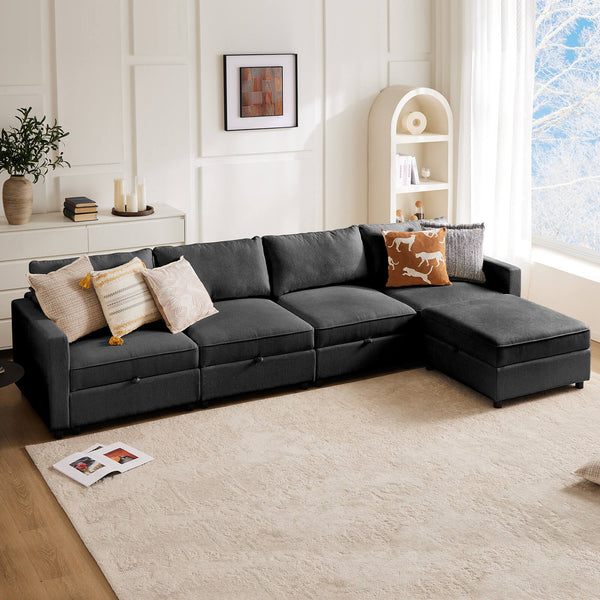 CONCETTA Convertible Sectional Sofa Couch-with Storage for Living Room, U-Shaped Modern Modular Sofa Sleeper with Reversible Chaise