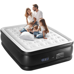 SHOUFTW H Air Mattress, Low Noise Blow Up Guest Mattress with Built in Pump, 600LBS Weight Capacity for Camping, Home