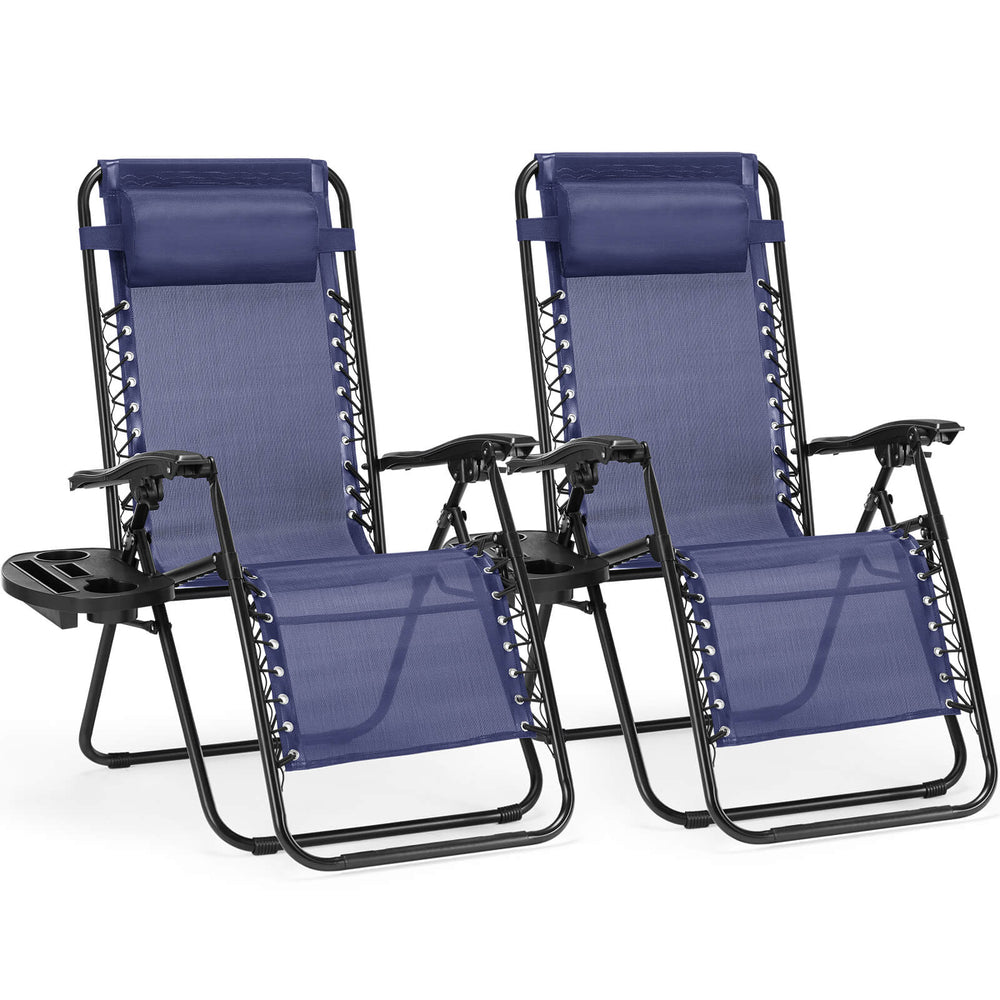 JOINSUN Zero Gravity Chairs - Set of 2 portable recliners with adjustable steel mesh for beach, camping, patio and lawn
