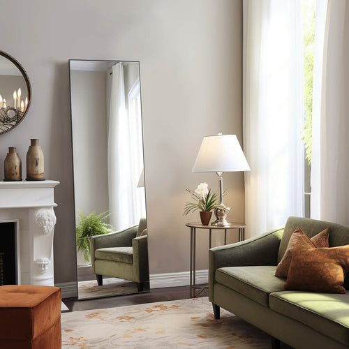 CONCETTA 71"x30" Arched Full Body Mirror Floor Mirror Standing Hanging or Leaning Wall with Stand Aluminum Alloy Thin Frame