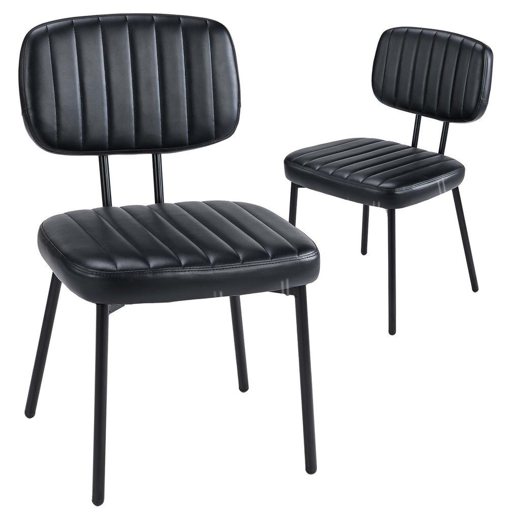 CONCETTA Dining Chairs Set of 2, Modern Kitchen Dining Room Accent Chairs with Faux Leather Cushion Seat & Metal Legs for Kitchen, Living Room