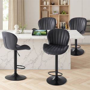 CONCETTA Set of 2 Swivel Bar Stools - Adjustable Height Modern Fabric Upholstered Barstools Counter Bar Chairs with Backrest for Kitchen Island & Home Bar