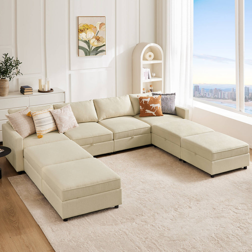 CONCETTA Convertible Sectional Sofa Couch-with Storage for Living Room, U-Shaped Modern Modular Sofa Sleeper with Reversible Chaise