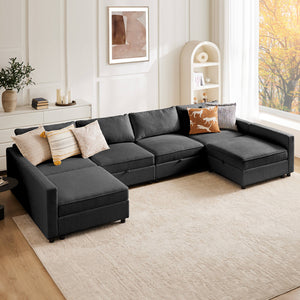 CONCETTA Convertible Sectional Sofa Couch-with Storage for Living Room, U-Shaped Modern Modular Sofa Sleeper with Reversible Chaise