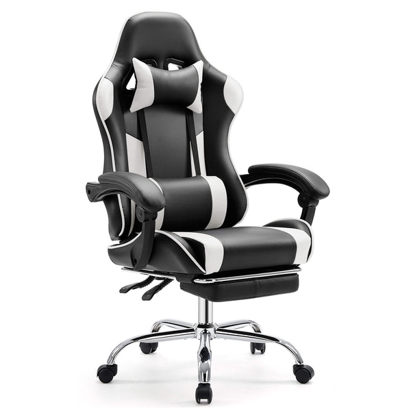 CONCETTA Gaming Chair Ergonomic Office Chair With Foot Rest, Big And Tall Executive Desk Chair With Lumbar Support, Padded Arms, Computer Chair For Home Office, Bedroom