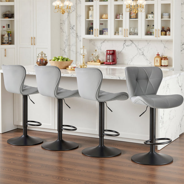 CONCETTA Set of 2 Swivel Bar Stools - Adjustable Height Modern Fabric Upholstered Barstools Counter Bar Chairs with Backrest for Kitchen Island & Home Bar
