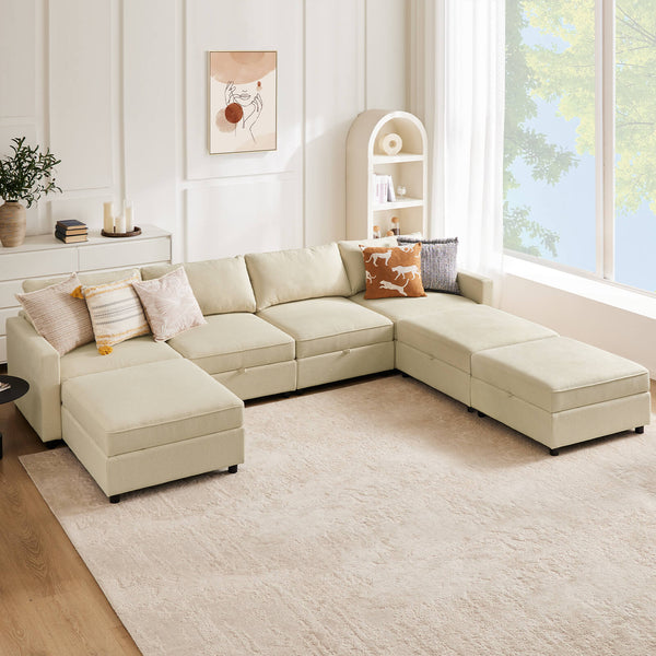 CONCETTA Convertible Sectional Sofa Couch-with Storage for Living Room, U-Shaped Modern Modular Sofa Sleeper with Reversible Chaise