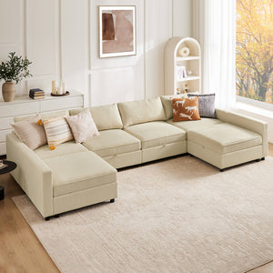 CONCETTA Convertible Sectional Sofa Couch-with Storage for Living Room, U-Shaped Modern Modular Sofa Sleeper with Reversible Chaise