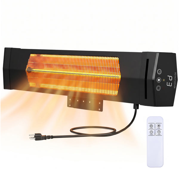 CONCETTA 5000 BTU Wall Mount Infrared Patio Heater, 1500W Outdoor Heater with Remote & 24H Timer, for Patio, Deck, Backyard & Garage,Black