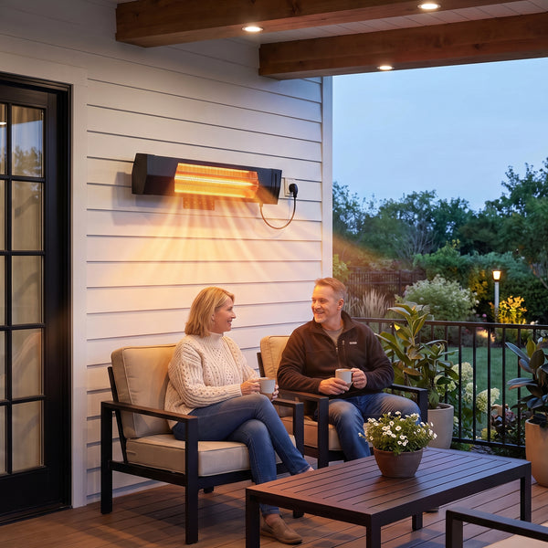 CONCETTA 5000 BTU Wall Mount Infrared Patio Heater, 1500W Outdoor Heater with Remote & 24H Timer, for Patio, Deck, Backyard & Garage,Black