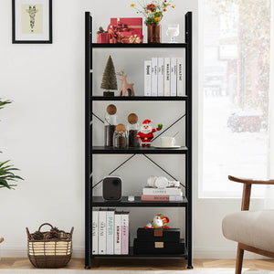 CONCETTA 5-Tier Bookcase - Tall Bookshelf Modern Book Case for Books, Garage Kit, CDs, Movies,  for Bedroom Home Office Kitchen Living Room