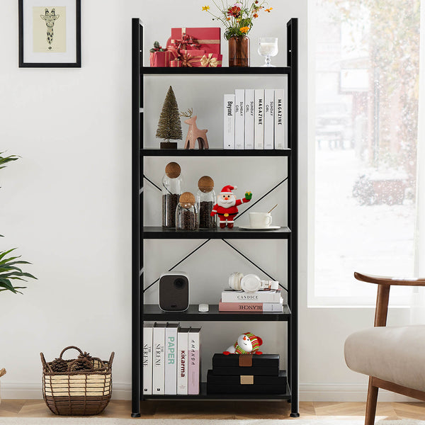 CONCETTA 5-Tier Bookcase - Tall Bookshelf Modern Book Case for Books, Garage Kit, CDs, Movies,  for Bedroom Home Office Kitchen Living Room