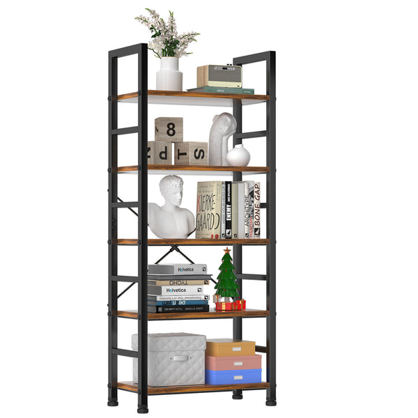 CONCETTA 5-Tier Bookcase - Tall Bookshelf Modern Book Case for Books, Garage Kit, CDs, Movies,  for Bedroom Home Office Kitchen Living Room