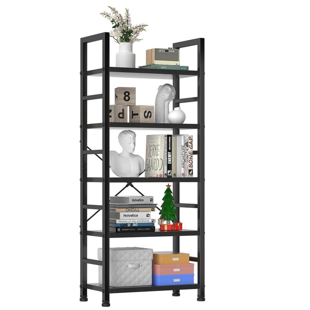 CONCETTA 5-Tier Bookcase - Tall Bookshelf Modern Book Case for Books, Garage Kit, CDs, Movies,  for Bedroom Home Office Kitchen Living Room