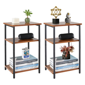 CONCETTA End Table with 3-Tier Storage, Narrow Nightstand for Small Spaces, Easy to Assemble
