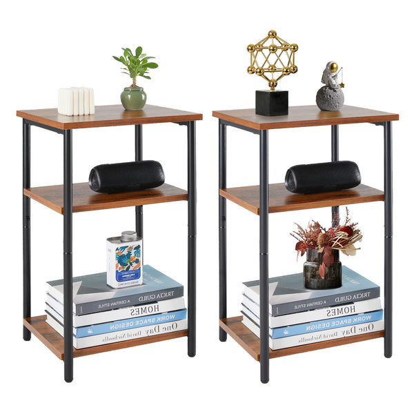 CONCETTA End Table with 3-Tier Storage, Narrow Nightstand for Small Spaces, Easy to Assemble