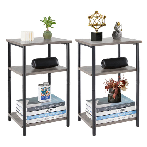 CONCETTA End Table with 3-Tier Storage, Narrow Nightstand for Small Spaces, Easy to Assemble