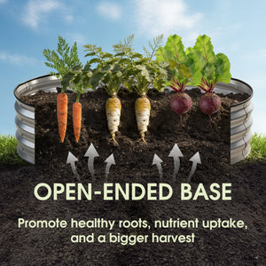 CONCETTA Galvanized Raised Garden Bed Kit with Safe Rubber Edging, Oval Metal Planter Box for Vegetables, Flowers, Herbs for Outdoor Gardening