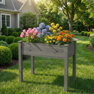 CONCETTA Wooden Raised Garden Bed - Elevated Planter Box with Drainage & Liner for Backyard/Patio/Balcony