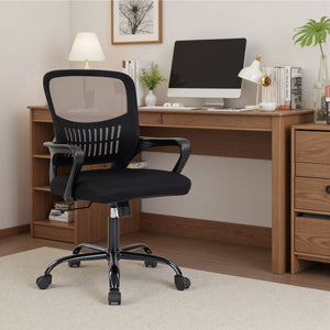 CONCETTA Ergonomic Mid-Back Office Chair with Lumbar Support, Adjustable Height, Rocking Mode, 360° Swivel for Home or Meeting Room