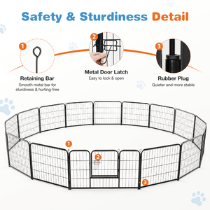 CONCETTA Dog Playpen - Collapsible Portable Pet Pen, High Metal Sport Puppy Pen with Gate for Garden, Patio, RV Camping