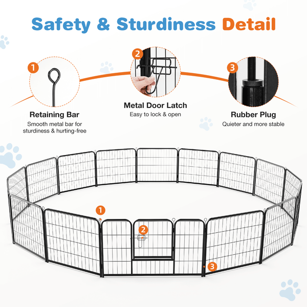 CONCETTA Dog Playpen - Collapsible Portable Pet Pen, High Metal Sport Puppy Pen with Gate for Garden, Patio, RV Camping