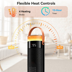 CONCETTA 25" Tower Space Heater,1500W Electric Heater with Remote,15H Timer,Child Lock,60° Oscillation,for Indoor, Living Room, Bedroom, Office & Home