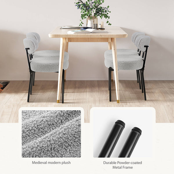CONCETTA Dining Chair Set of 4 Modern Upholstered Fabric Chairs with Metal Legs for Kitchen Living Room Dining Room