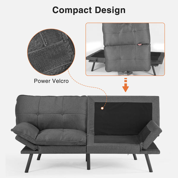 CONCETTA Sleeper Futon Sofa Couch Bed-Memory Foam Couch, Convertible Living Room Couch, Apartment, Studio, Office, Meeting, Living Room