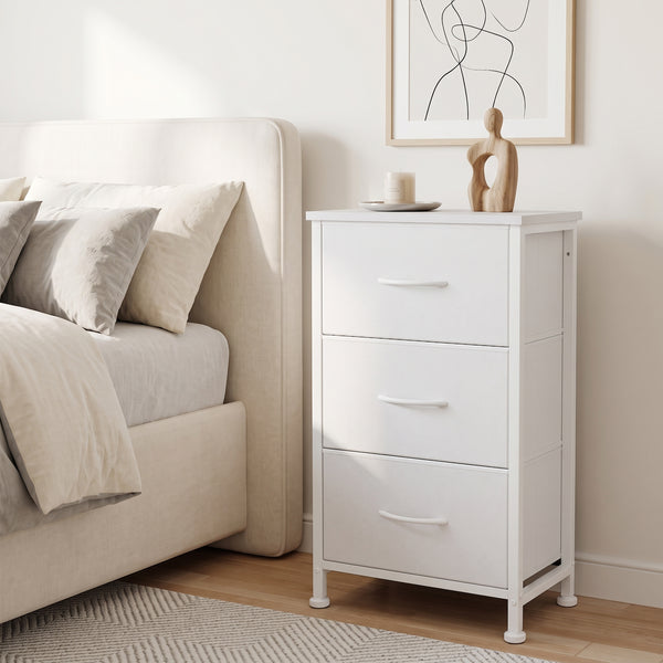CONCETTA 3-Drawer Fabric Storage Dresser, Multipurpose Storage Chest with Steel Frame and Wooden Top, Space Saving Organizer for Bedroom, Closet, Home Office