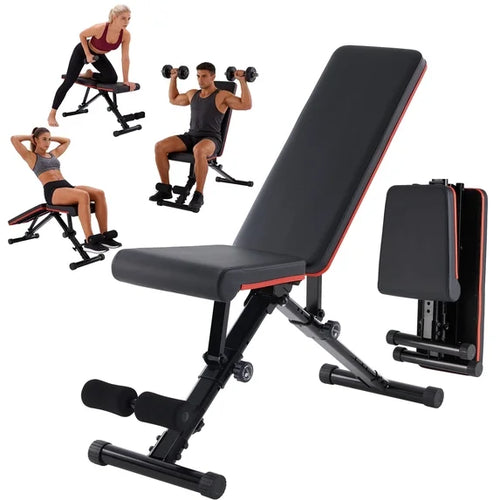 SHOUFTW Adjustable Weight Bench for Home Gym, Foldable Incline Decline Flat Workout Bench for Full Body Exercise, Bench Press and Sit Up Training Equipment, 795 lbs Capacity